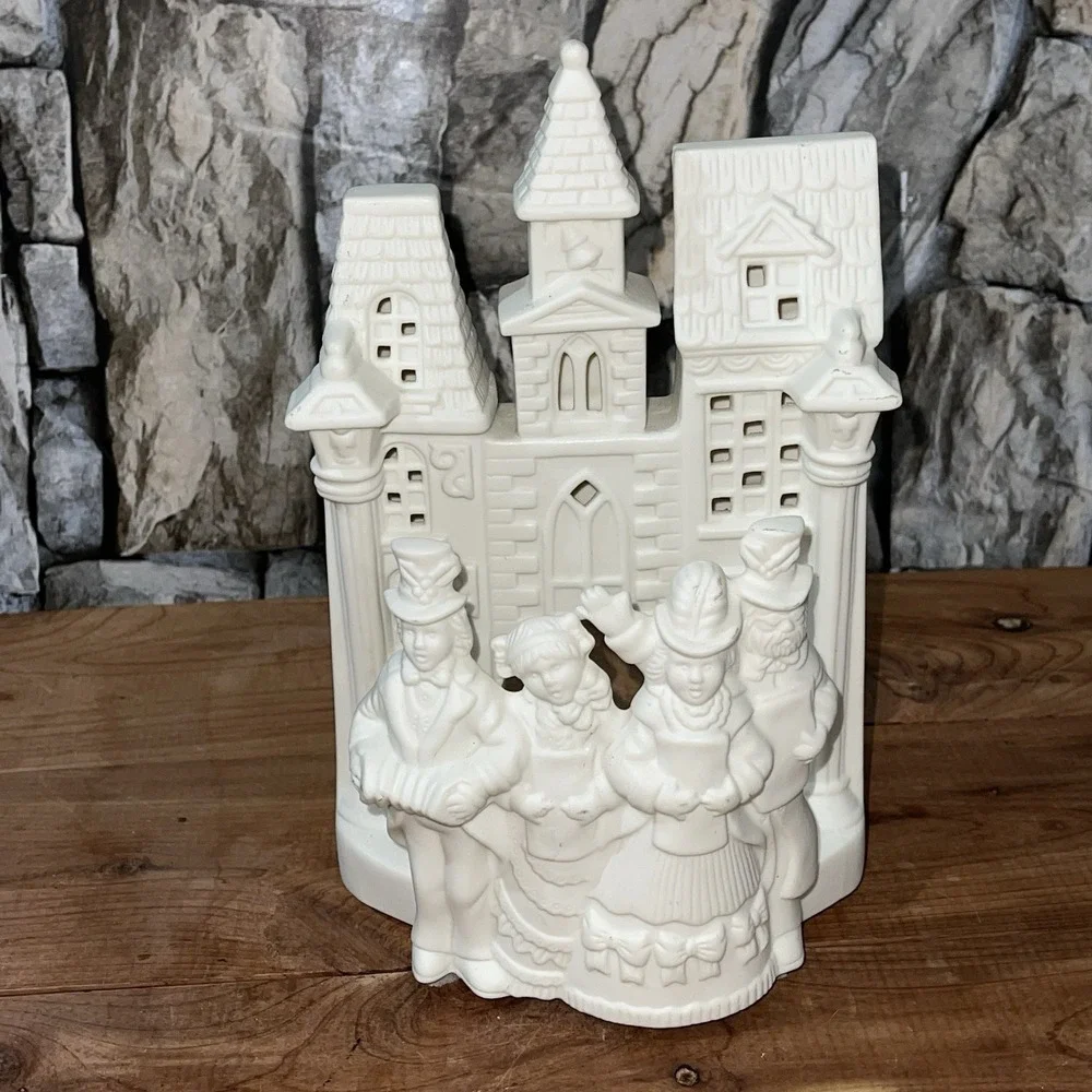 Partylite Village Christmas Carolers Tealight Candle Holder P0204 White Bisque - Picture 1 of 10